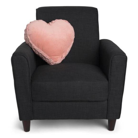 NIP HANDCRAFTED INDIA 16x16 Pink Ruched Velvet Heart Shaped Pillow - Picture 4 of 4